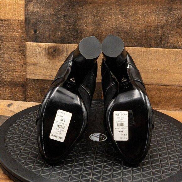 LANVIN OLIVER WOMENS BOOTS BLACK LEATHER BOOTIES DOUBLE STRAP CASUAL SZ 9.5B - Picture 11 of 13